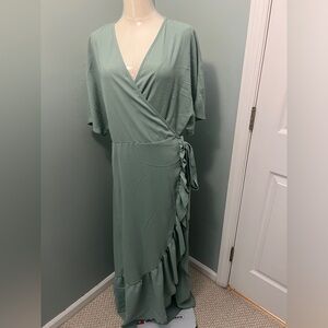 Pale sage green wrap dress